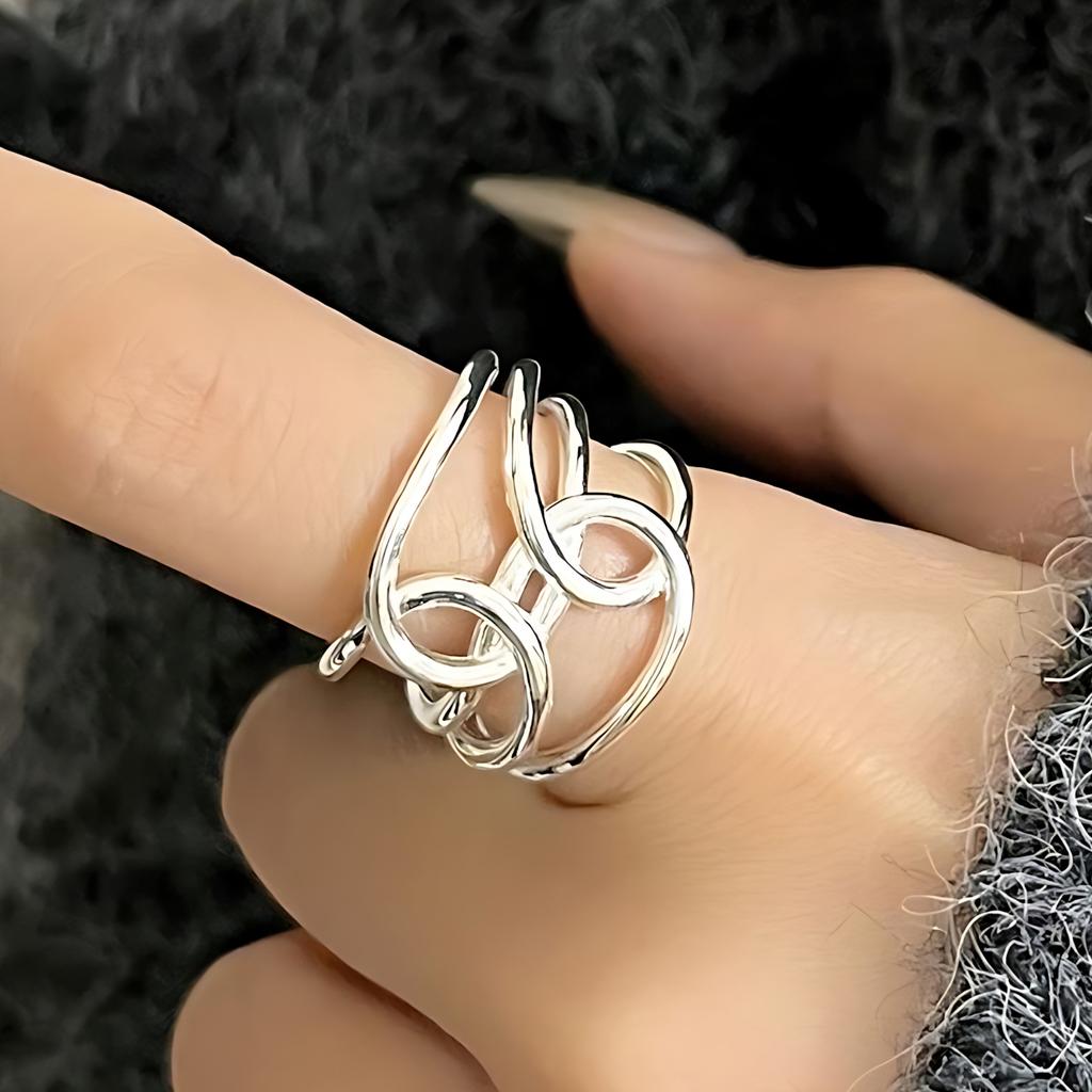 Sam Panda 925 Rings for Women Simple Geometric Handmade Irregular Retro Ring Gold Zircon Allergy For Birthday Gift