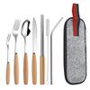 ZISIZ Wooden Handle Stainless Steel Cutlery Set