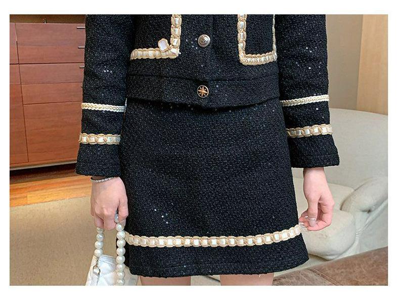 Elegant French Retro Tweed Skirt Suit - Spring/Autumn Fashionable Two-Piece Set