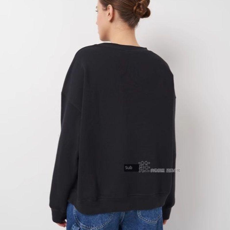 Swedish Single H's Plus Size Women's Letter Print round Neck T-shirt Loose-Fitting Fleece Pullover Sweatshirt