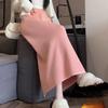 Slim-Fit Straight Women's Sweet Knitted Midi Skirt Autumn Winter Fleece-Lined Thickened Niche High Waist Split Skirt