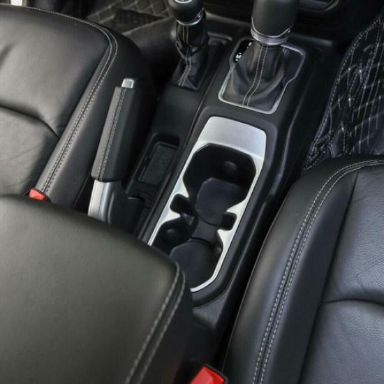 For   Jeep Gladiator JT ABS Silver Car Water Cup Holder Panel Cover Trim