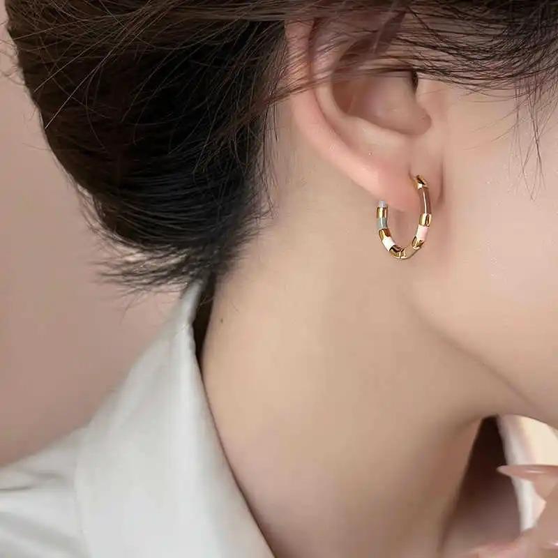 Retro Trend Colorful Geometric Drop Female Earrings Niche Personality Design Fashion Holiday Party Accessories Jewelry Gifts