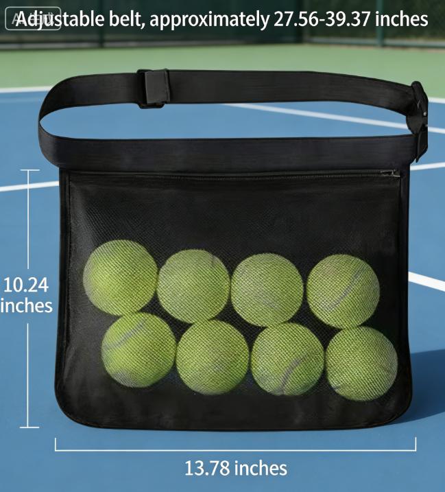 Adjustable Tennis Ball Band Holder Pickleball Golf Waist Pouch, Multifunctional Mesh Waist Hip Bag Carrier for Sports