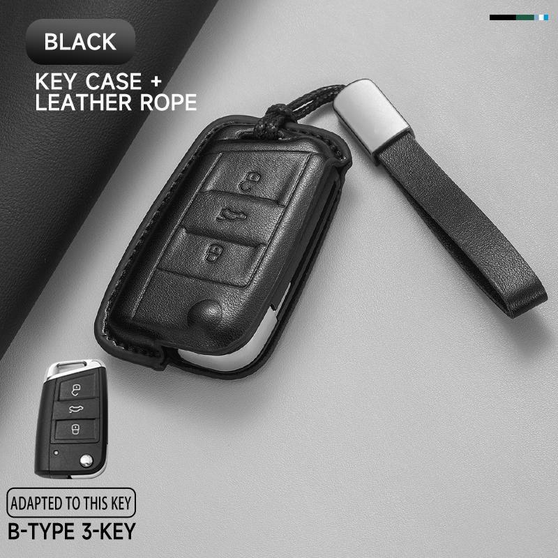 KTDJ9 Leather Car Key Cover Case Protection Shell Keychain For Skoda Octavia A5 kodiaq Fabia Scala Karoq Superb Kamiq Rapid Yeti