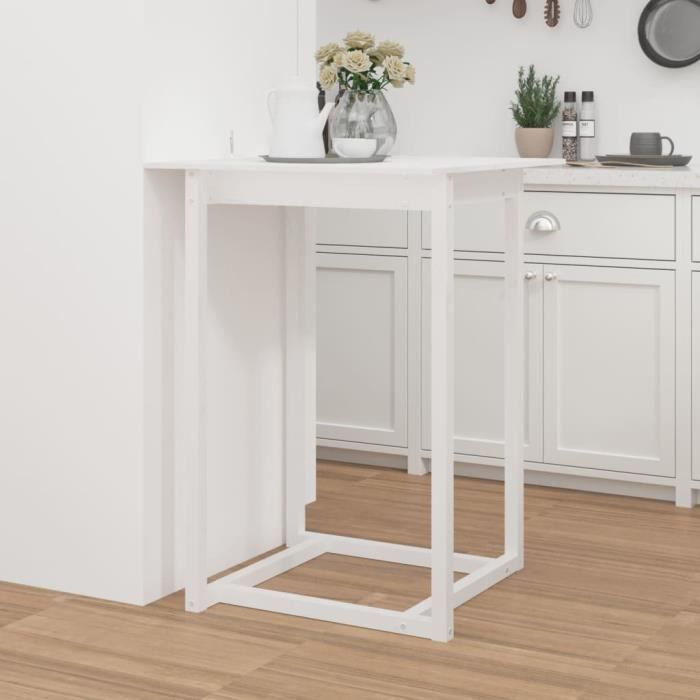 822183 vidaXL Table de bar Blanc 80x80x110 cm Bois massif de pin