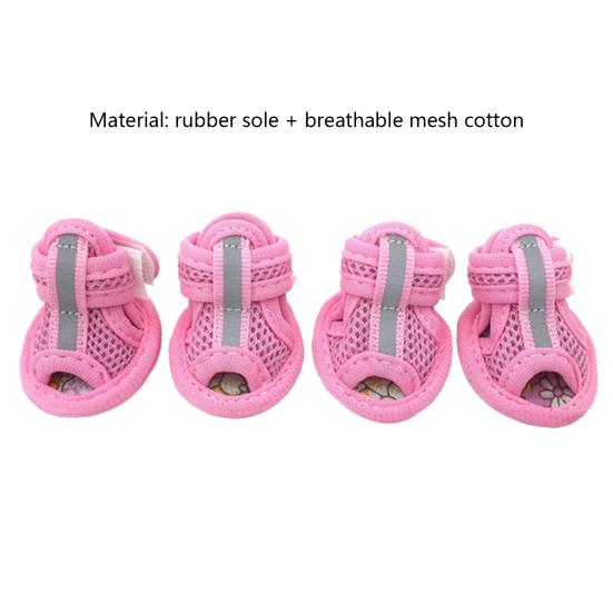 4 Stuks Huisdier Schoenen Effen Kleur Antislip Rubberen Zool Hond Sandalen Schoenen voor Buiten