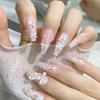 Handmade Sparkly French Lace Bow Press-on Nails: Brightening Removable Nail Art