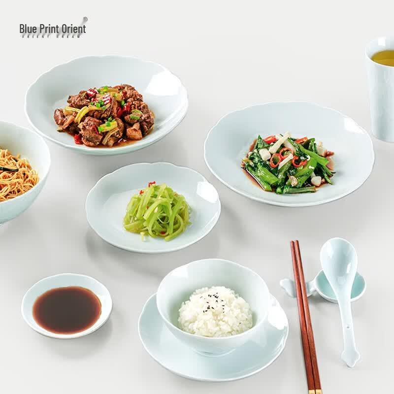 Jingdezhen Blue Print Oriental Ceramic Dinnerware Set