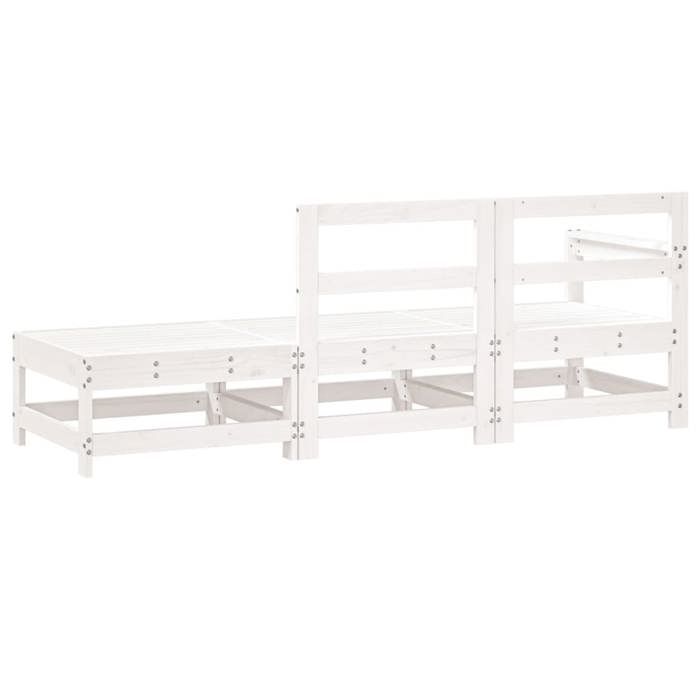 VidaXL Salon de Jardin 3 pcs, Canapés avec Repose-pieds, Sièges avec Dossier et Accoudoir, Meubles de Terrasse Patio, Blanc 825521