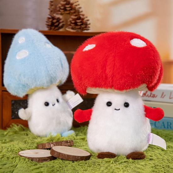 Mushroom Plush Toy Cartoon Stuffed Animal Soft Huggable Pillow Adorable Smiling Cushion for Kids & Collectors