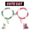 European & American Glass Bead Cat Couple Magnetic Elastic Bracelet