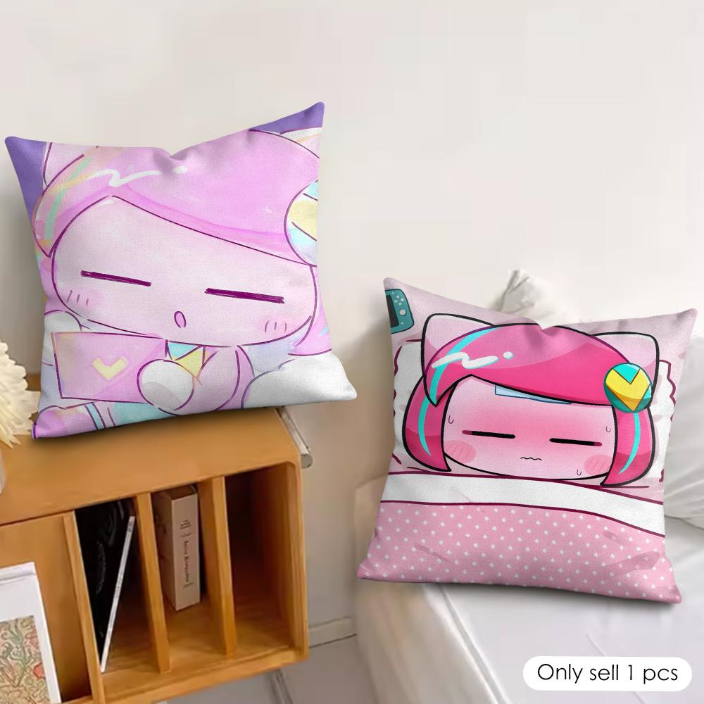 Cute P-Pepoyo Artist Producer Cushion Cover Silky Short Plush Invisible Zipper Dustproof Sofa Pillow Case For Home Decor