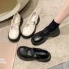Lightweight platform sole Mary Jane shoes women's shoes 2025 new one-line butterfly buckle single shoes black non-slip muffin small leather shoes