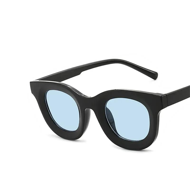 

Stylish Thick Round Frame Sun Glasses for Woman Designer Sun Glasses Man Vintage Hip Hop Punk Eye Glasses UV400 Lentes De Sol As picture