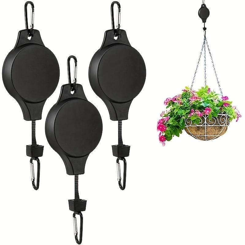 

3pcs Heavy Duty Pulley Retractable Hanger, Adjustable Height Wheel Plant Hook for Indoor Outdoor Hanging Plants чёрный