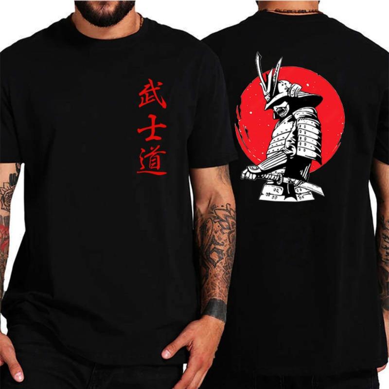 Japan Samurai Spirit Męska koszulka w stylu japońskim z tyłu z nadrukiem 3D Luźne, obszerne koszulki T-shirt Męski prezent Tee Unisex
