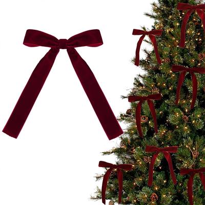 12 Stück Rote Samt-Weihnachtsschleifen für Weihnachtsbaum Geschenk Dekoration Schleifen für Weihnachten Hochzeit Geburtstag Feiertagsparty Dekorationen