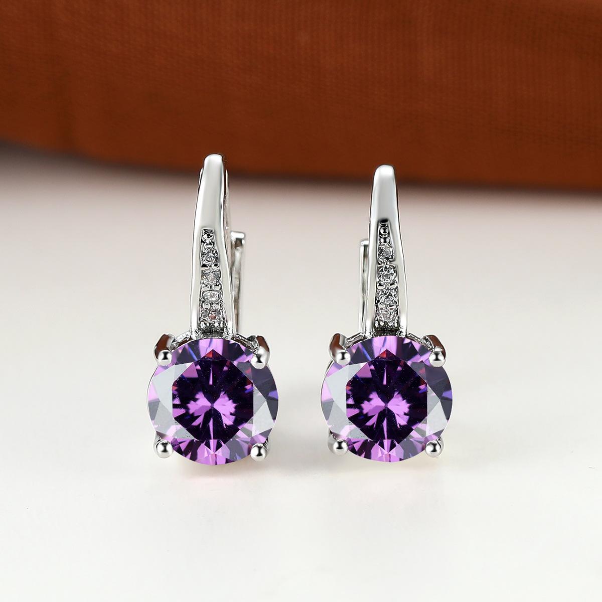 

Fashion Geometric Copper Green Zirconia Earrings For Women Girls Multicolour Metal Earring INS Style Party Birthday Zircon