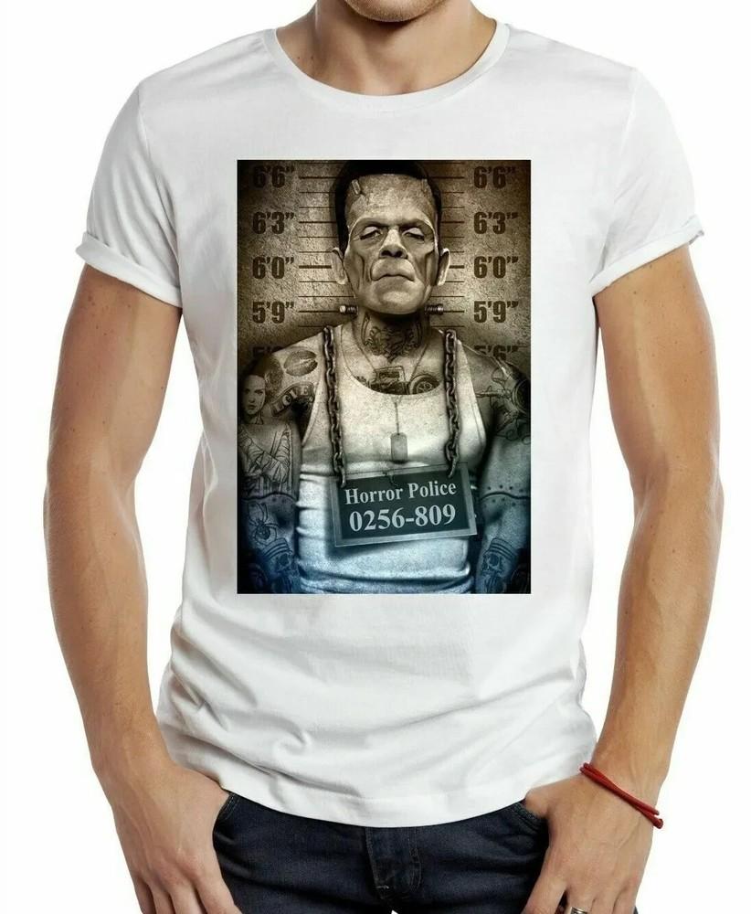 

Herman Munster Frankenstein T-Shirt Retro Cool Gift Tee Mugshot Horror Police UK Unisex T-Shirt XXXXL