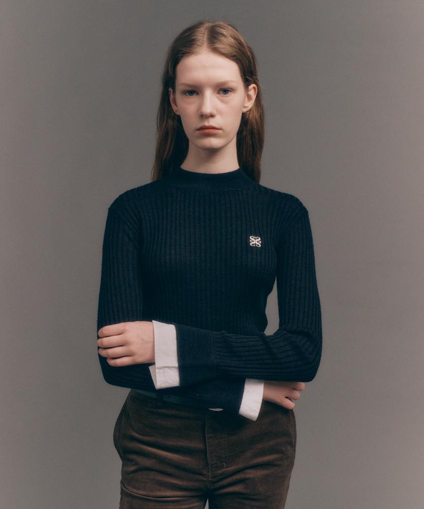 Seteo (W) Cuff Mock Neck Knit Black