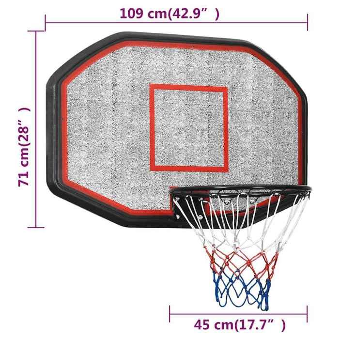 VidaXL Panneau de basket-ball Noir 109x71x3 cm Polyéthylène, panier de basket-ball,,, panneau arrière 93665