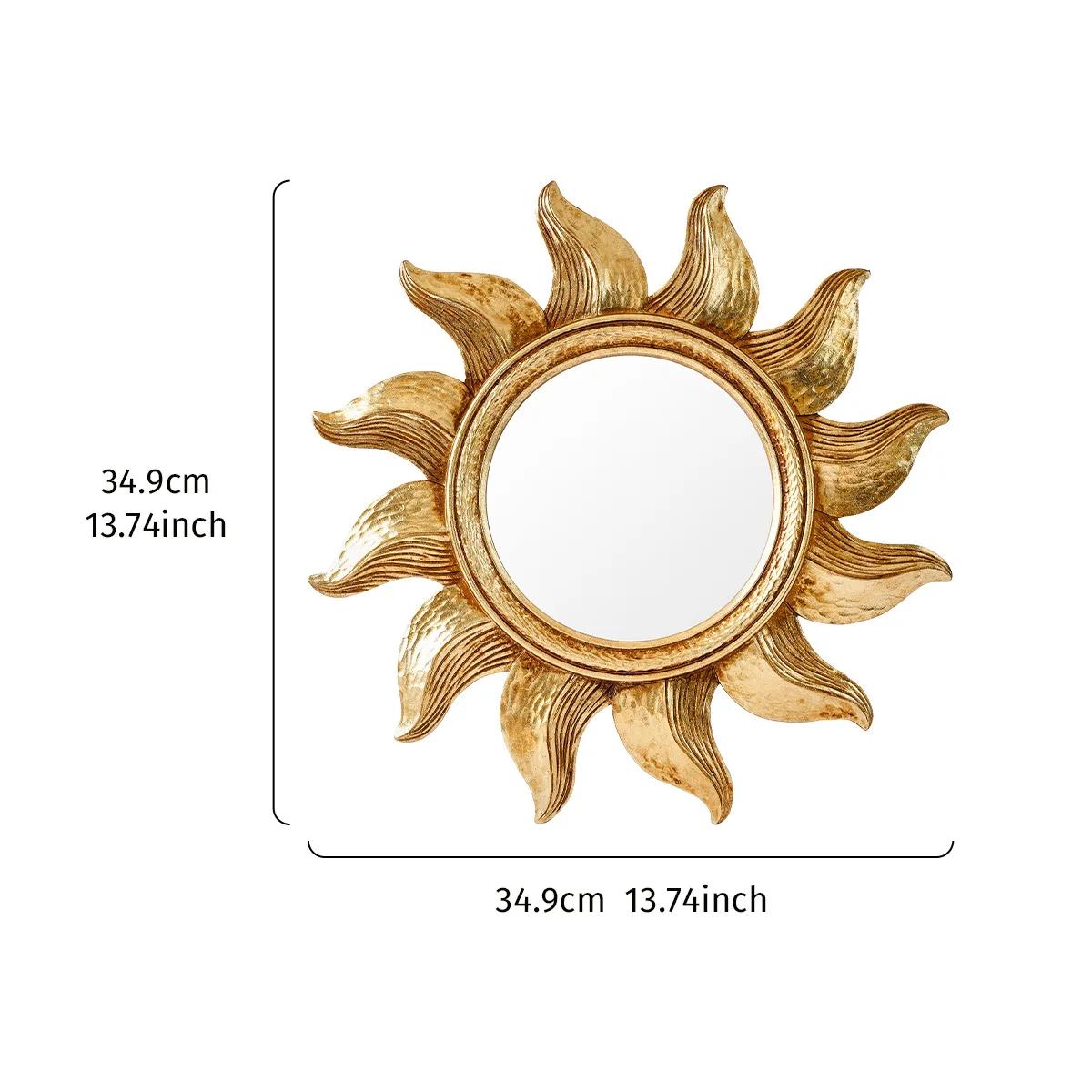 Creative Gold Sun Circular Decorative Mirror
