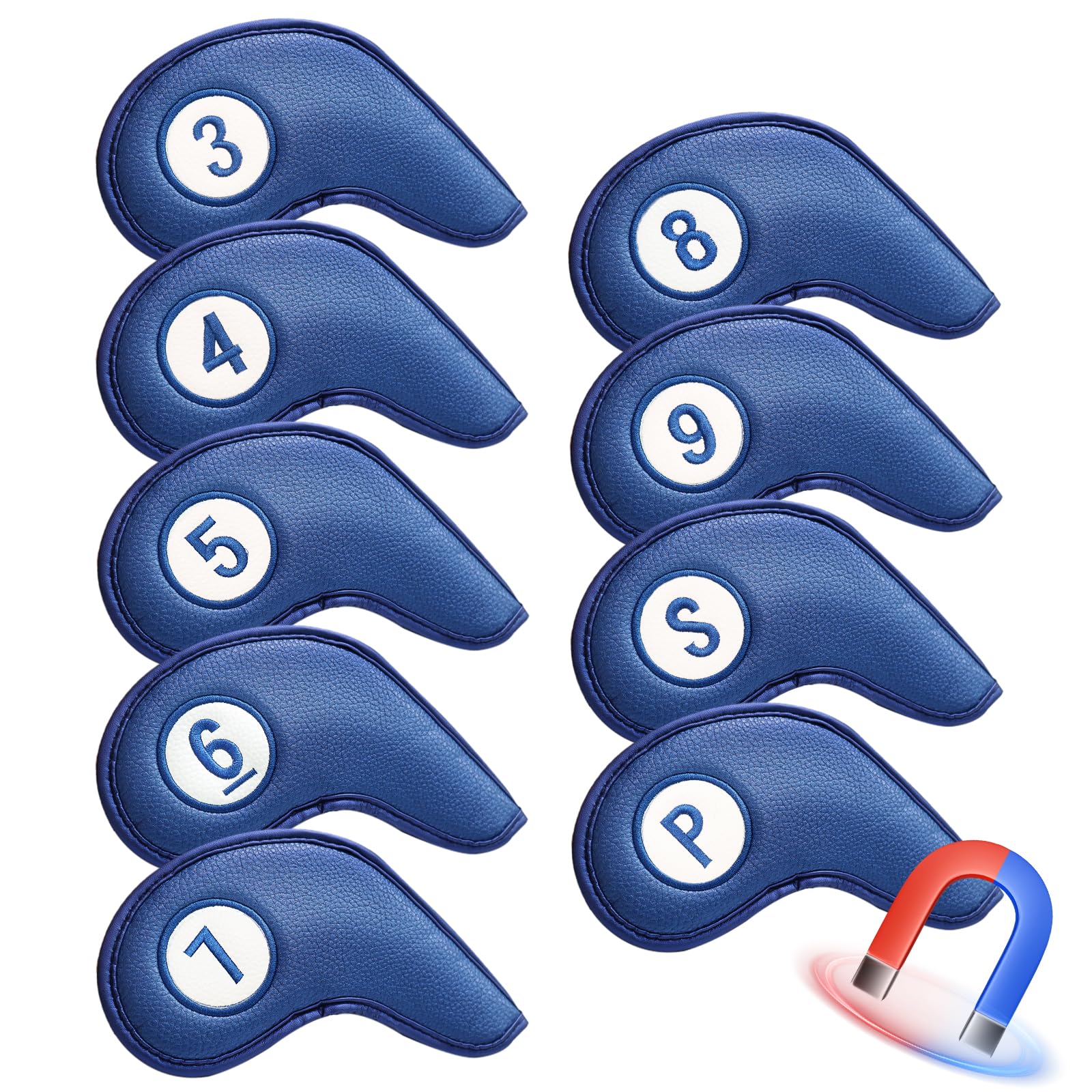 

Magnetic Closure Golf Iron Wedge Premium PU and with Embroidered Protective Head Cover Covers, Headcovers, Leather, Lightweight, Waterproof,