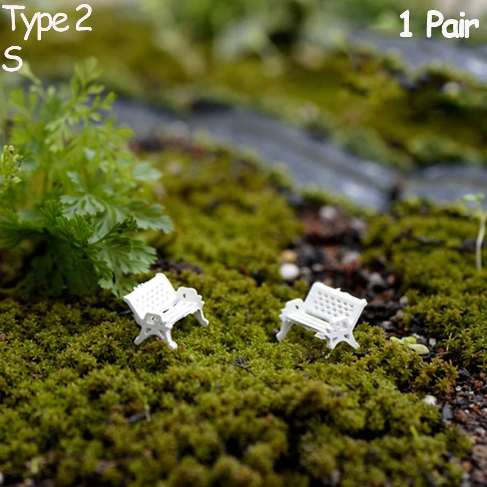 1Pair Miniature Park Seat Miniature Bench Chair Figurine DollHouse Furniture Accessories Bonsai Home Decor Fairy Garden Ornament