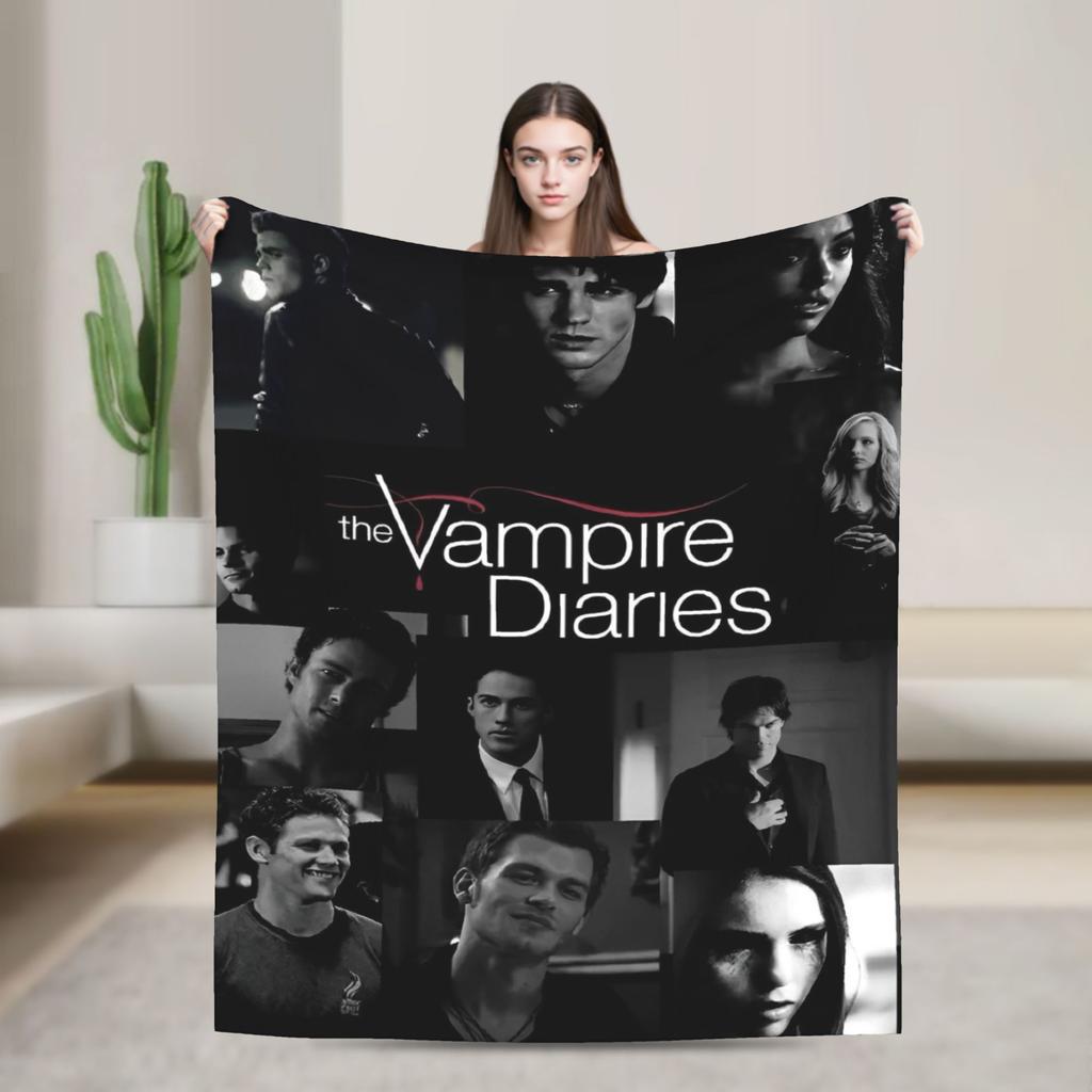 Vampire Diaries Damon Salvatore Blankets Velvet Spring/Autumn  Portable Warm Throw Blankets for Sofa Bedroom Bedspread