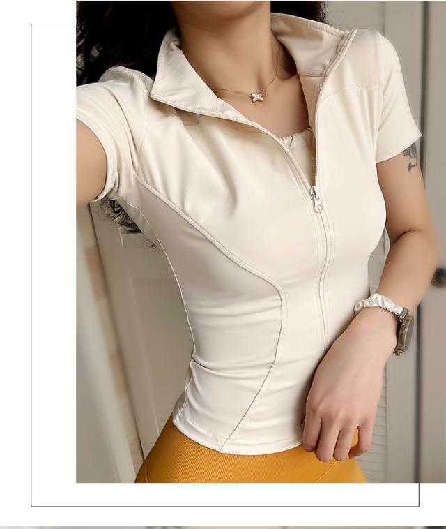 Camiseta de Yoga de Manga Corta para Mujer de Secado Rápido - Corte Slim, Transpirable para Correr y Entrenar en Primavera/Verano