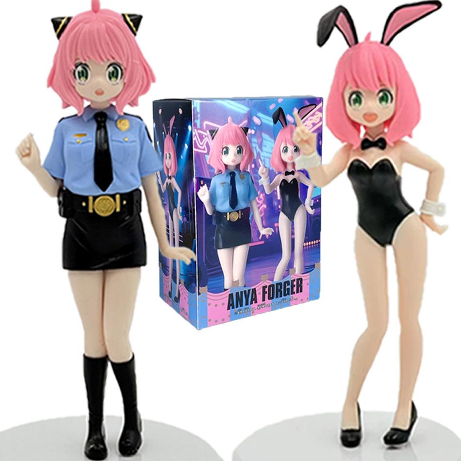 20-21cm Anime Figurine SPY×FAMILY Bunny Girl Police Uniform Anya Forger Action Model Pvc Toy Collection Desktop Accessories Gift