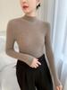 Women's Slim-Fit Cashmere Knit Top - Fashionable Half-High Neck, Casual Versatile Sweater