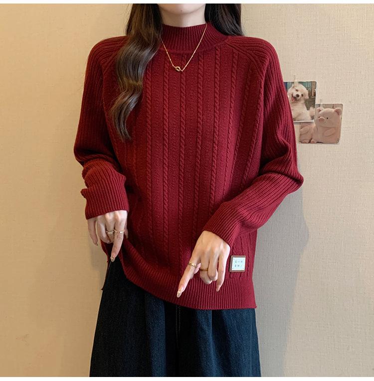 Dámský svetr s polorolákem Podzim Zima Volný Ležérní Pulovr Pletený top