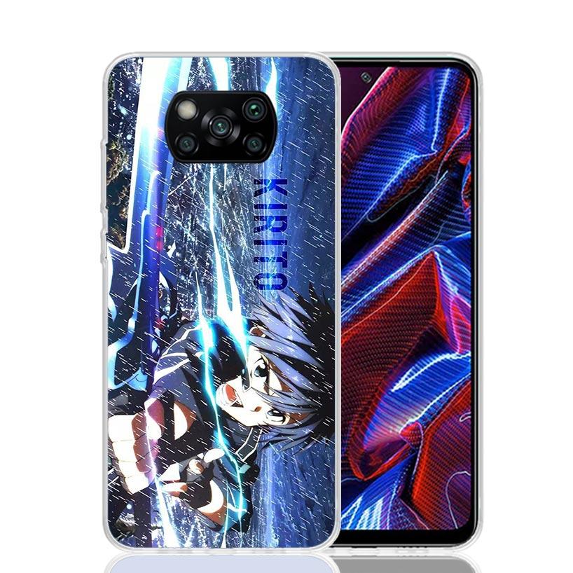 Sword Art Online Kirito Phone Case For Xiaomi Poco X7 X6 X5 Pro F7 Ultra Redmi 15C 15 13 13C 12 12C 10 10A 10C 9 9A 9C 9T Cover