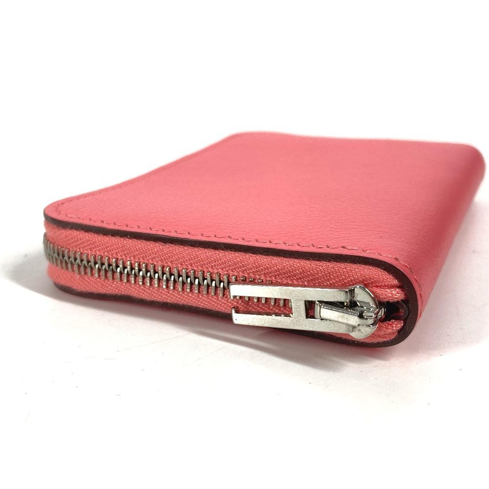 HERMES Zip Angor Wallet Coin Compartment Zip Around coin purse Leather pink