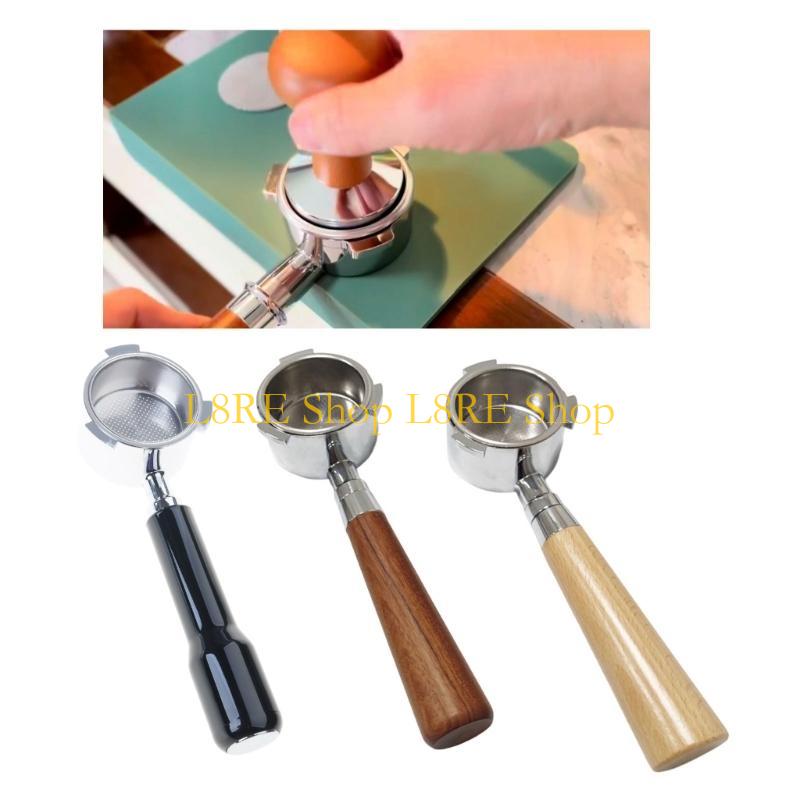 L8RE 51mm Coffee Portafilter For EC200/EC221/ECP33.21/ECO310 Stainless Steel Bottomless Portafilter With Wooden Handle