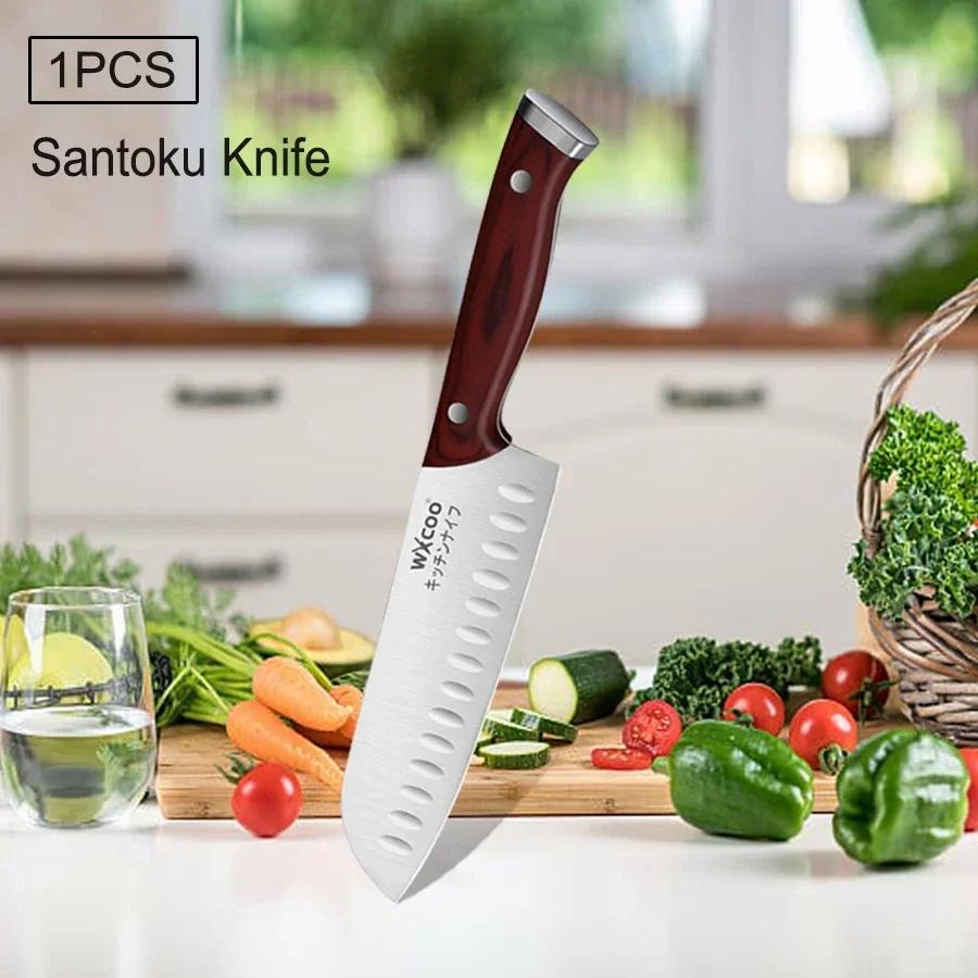 WXCOO 1-3pcs Professional Chef Knife Multi-Purpose Kitchen for Meat Fish Fruits Ultra Sharp Blade Stainless Steel Wooden Handle