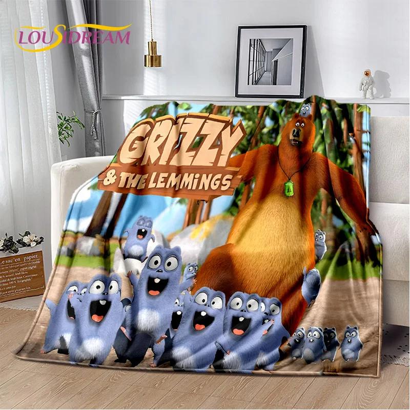 Cartoon Grizzy and The Lemmings Soft Flannel Blanket for Beds Bedroom Sofa Picnic,Throw Blanket for Cover Outdoors Leisure Gift