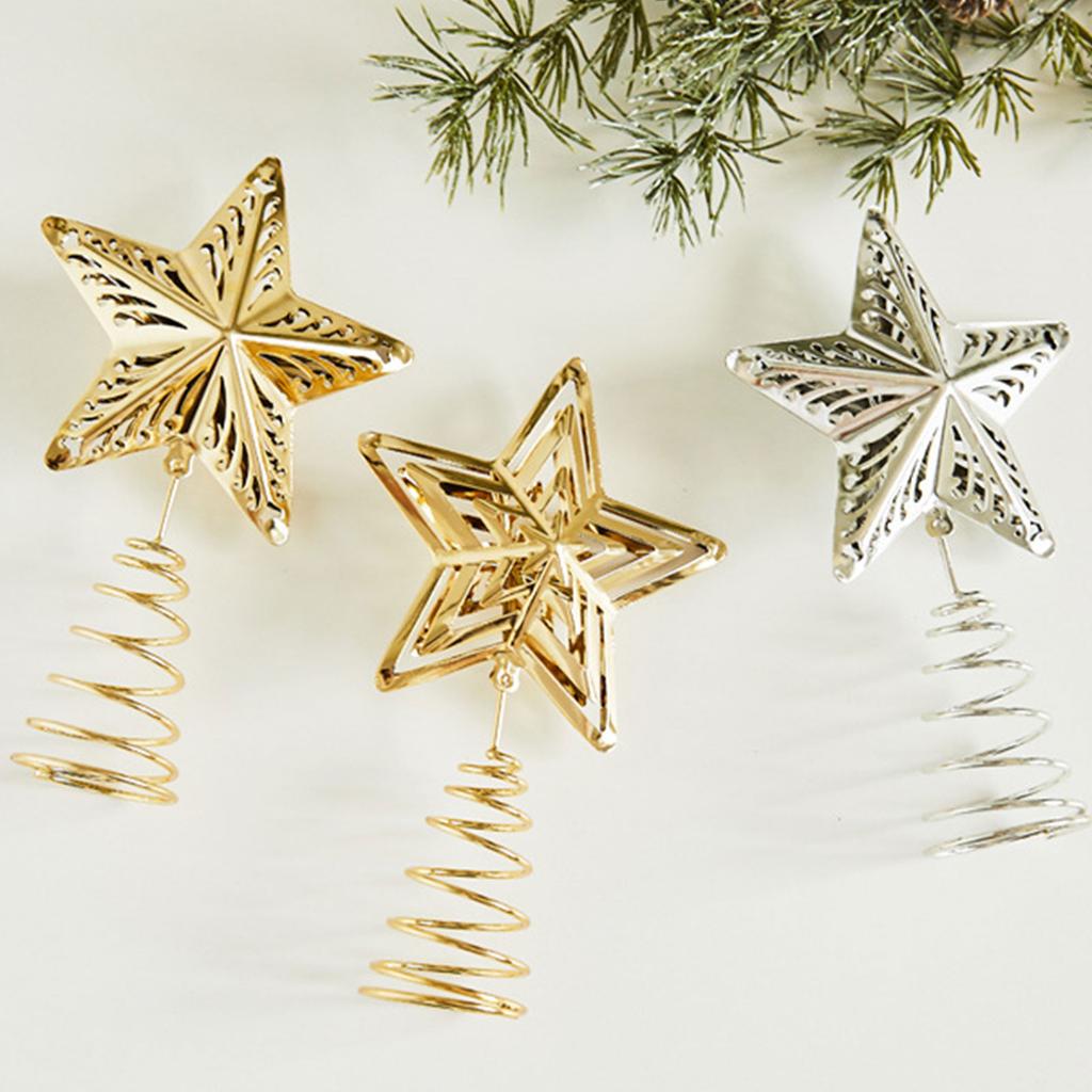 Festive Iron Christmas Tree Five Pointed Star Toppers Decorations Perfect Addition Ornament for Holiday Atmospheres