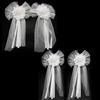 1Pair White High-quality Silk Ribbon Romantic Pearl Bud Party Decor Supplies Wedding Car Decoration Lace Flowers Chair Bow Tie
