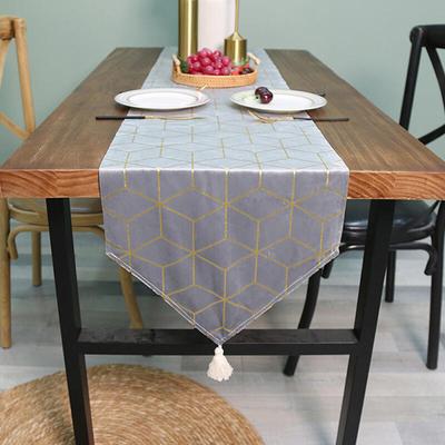 Gouden Vierkante Tafel Runner (180x35cm) (Grijs)