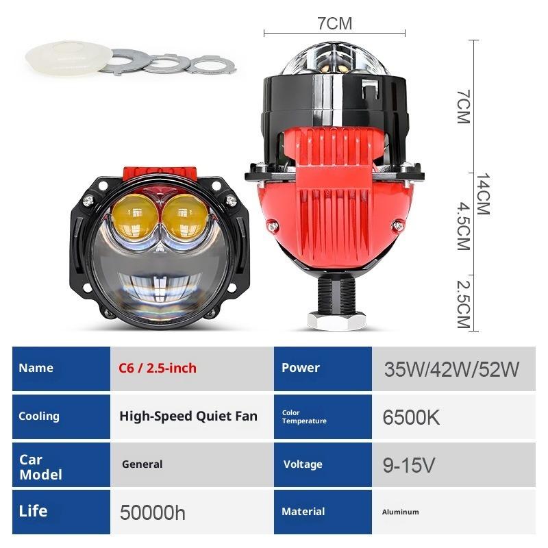 3 Inch Lentilă Dublă Putere Mare Efect Trei Lasere Nedistructiv Cupă Dublă Lampă H4 H7 Mașină Motocicletă Universal