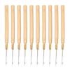 10pcs Hook Needle Wooden Handle Hair Extension Hook Needle Wig Tools