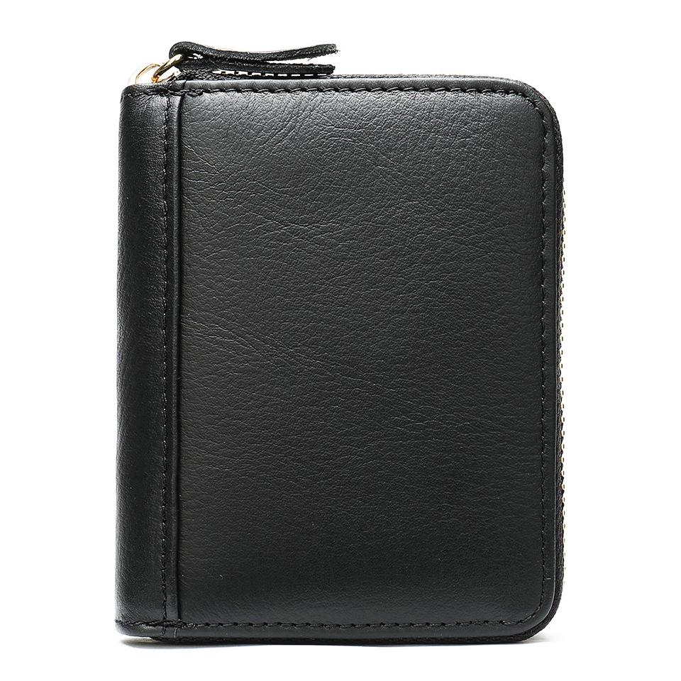 Genuine Leather Card Holder Zipper ID Credit Card RFID Blocking Slim Mini Wallet Organ Card Bag