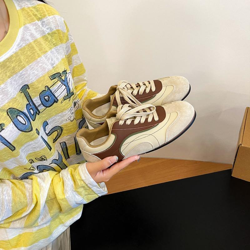 Zhao Ruth retro contrasting color flat-bottomed Jersey style sports and leisure board shoes new autumn