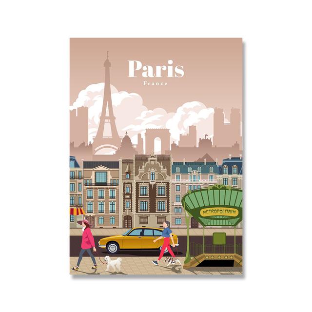 Nordic Vintage Travel Cities Poster Lisbon Paris San Francisco Sydney Landscape Art Canvas Painting Wall Pictures Home Decor