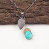 Blue Turquoise Stone 925 Silver Trendy Unique Best Sisters Gift December Pendant PP-55-37