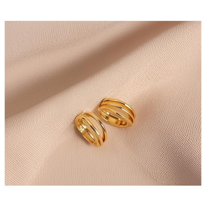 Women 925 Silver Needle Rose Gold Buckle Hoop Earrings Advanced Niche Ear Jewelry