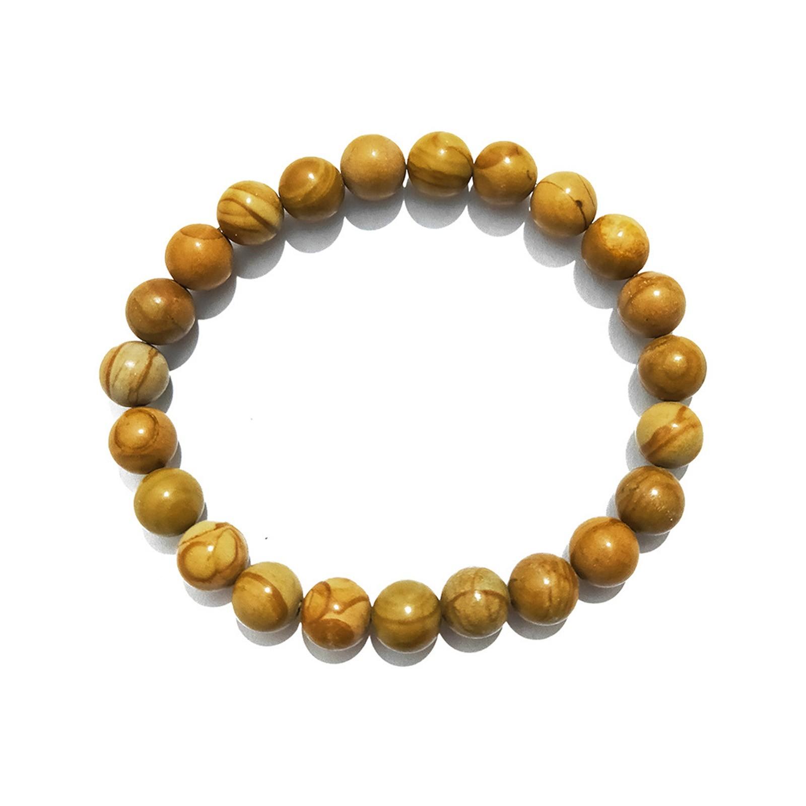 

Petrified Wood - Round Bead Bracelets - Elastic Bracelets - Stretch Bracelets For Men Women Girls And Boys - Gift For All. One Size жовтий